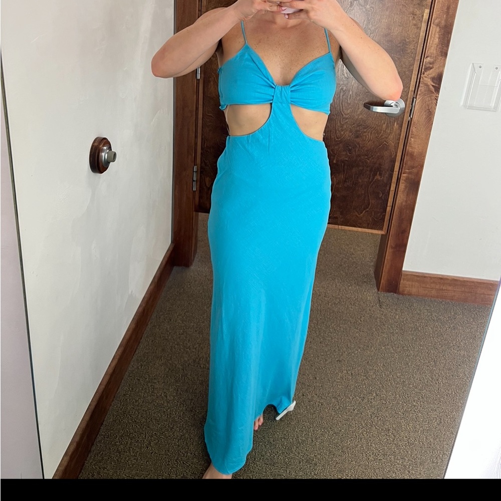 Beautiful blue dress for summer with cut outs size small WORN ONCE